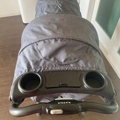 美品　KATOJI ダブルベビーカー 
灰紺 　2人乗り　【折り畳み自立】可の画像