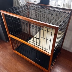 成猫用ケージ 2段 キャスター付き 中古 楽天購入の画像
