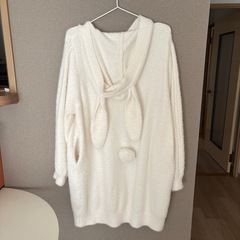 試着のみ ジェラートピケ うさ耳 ルームウェア ワンピースの画像