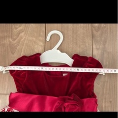 キッズドレス　赤いベルベット刺繍ドレスの画像