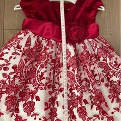 キッズドレス　赤いベルベット刺繍ドレスの画像