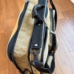 Woody County made in JAPAN ショルダーストラップ付き ビジネスバッグ 拡張機能付き ベージュ×ブラック 中古、A4収納可、出張、通勤◎ アンティークの画像