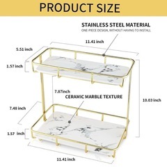 新品 2段式 大理石調 コスメしゅうのう収納の画像