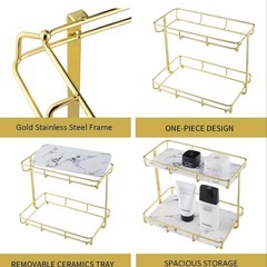 新品 2段式 大理石調 コスメしゅうのう収納の画像