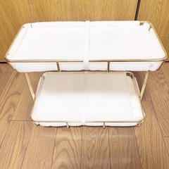 新品 2段式 大理石調 コスメしゅうのう収納の画像