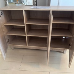 LOWYA キャビネット サイドボード 収納 棚 リビング 麻調 ナチュラル [幅120]  の画像