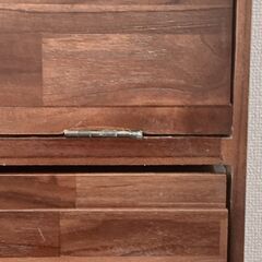 チーク無垢 木製 分別ごみ箱の画像