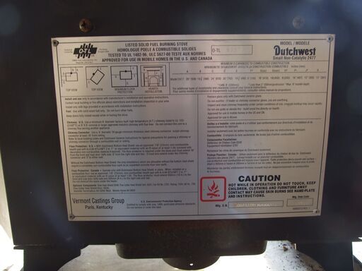 【紋別市発】ダッチウエスト (DutchWest)Small Non-Catalytic 2477﻿薪ストーブ　エンライトスモール　中古　鋳物薪ストーブ　付属品多数　2024-25シーズンのみ使用　中古良品　
