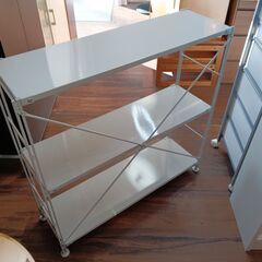 無印良品　3段スチールユニットシェルフ　スチールラック　スチールシェルフ　棚　白　ホワイト　サイズ（約）幅85×奥25×高83　　■近隣配送無料 買取GO‼　栄和店　の画像