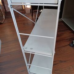 無印良品　3段スチールユニットシェルフ　スチールラック　スチールシェルフ　棚　白　ホワイト　サイズ（約）幅85×奥25×高83　　■近隣配送無料 買取GO‼　栄和店　の画像