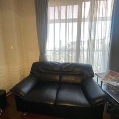 2人掛けソファ　ブラック
の画像