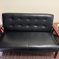ソファ 2人掛け ブラック レトロモダンの画像