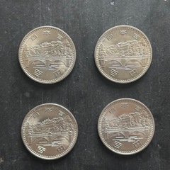 昭和天皇御在位50年記念発行百円硬貨4枚の画像