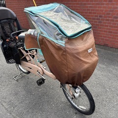 子乗せ自転車3人乗りベージュ シティサイクル チャイルドシート付きの画像