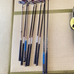 中古　ルコックスキャディーバッグ＆クラブ９本の画像