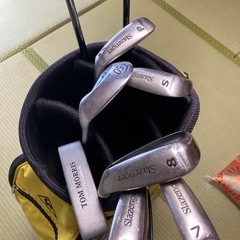 中古　ルコックスキャディーバッグ＆クラブ９本の画像