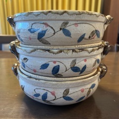 花柄の土鍋6号サイズ 1-2名用　3個セットの画像