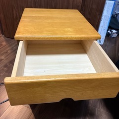 【美品】木製 サイドテーブル✖️2　 ナイトテーブル 引き出し 収納付き ナチュラルの画像