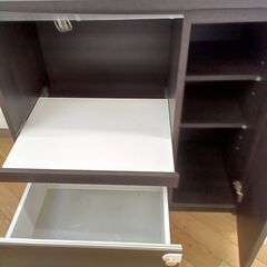 ★リユースのサカイつくば店★TK7878  食器棚 ダークブラウン H184×D45×W89 クリーニング済みの画像