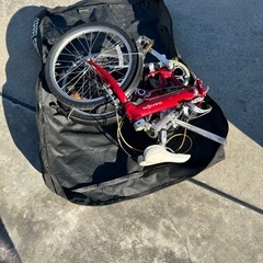 ダホンroute アルミ折りたたみレッド　ケース付き　整備済みミニベロの画像