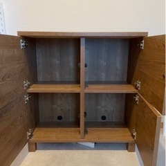 LOWYA ロウヤ キャビネット リビング収納 サイドボード 日本製 扉付き おしゃれ 幅74cm ライトブラウンの画像