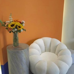 一人用ソファ　おしゃれソファ　かぼちゃ形ソファの画像