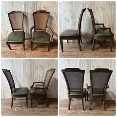 maruni マルニ ダイニングチェア 地中海ロイヤル 本革 アームチェア 肘掛け椅子 クラシック アンティーク 2脚セット の画像