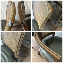 maruni マルニ ダイニングチェア 地中海ロイヤル 本革 アームチェア 肘掛け椅子 クラシック アンティーク 2脚セット の画像