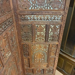 ★アジアン★パーテーション・木製・木彫り・4連・アジアン家具・間仕切り・高さ152cmの画像