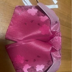 浴衣・帯セット 黒地 花柄 ピンクの画像