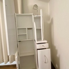 ドレッサー 鏡台 椅子付き（収納付き・ホワイト）の画像