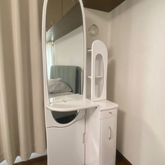 ドレッサー 鏡台 椅子付き（収納付き・ホワイト）の画像