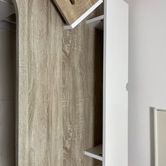 【LOWYA】L字型木製デスク 引き出し付き 140cmの画像