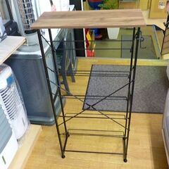 天板付き5段シューズラック 幅55×奥行25×高さ108㎝ ブラウン×ブラック 玄関収納 西岡店の画像