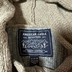 幾何学模様 フード付きニットセーター Mサイズ AMERICAN EAGLEの画像