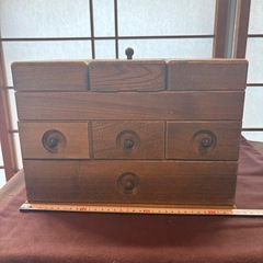 裁縫箱①　昭和レトロ　木製箱　古道具　針箱　希少　アンティーク　の画像