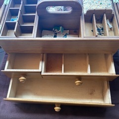 裁縫箱②　木製箱　針箱　ソーイングボックスの画像