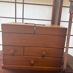 裁縫箱②　木製箱　針箱　ソーイングボックスの画像