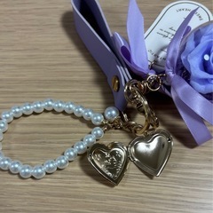 《開封のみ》バッグチャーム、プリザーブドフラワー、キーホルダー、枯れない、パープル紫色の画像