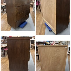 S187 ⭐ モダンデザインチェスト ４段チェスト ブラウン 幅85.2cm USEDの画像