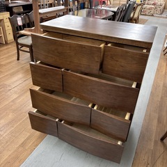 S187 ⭐ モダンデザインチェスト ４段チェスト ブラウン 幅85.2cm USEDの画像