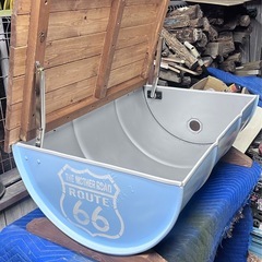 ドラム缶リメイクテーブル&チェアセット（ライトブルー）
の画像