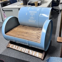 ドラム缶リメイクテーブル&チェアセット（ライトブルー）
の画像