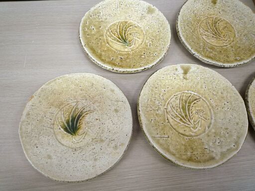 食器 皿 小皿 美濃焼 黄瀬戸 銘々皿 5枚 直径 約15cm 中古 共箱付き 苫小牧西店