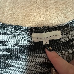 幾何学模様 カーディガン LL ブラック×グレーの画像