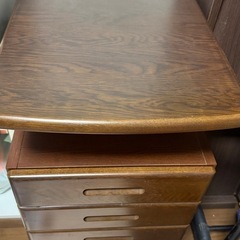 【無料】学習机　引き出し　茶色の画像