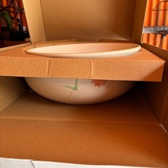 深型土鍋 かれん華 9号（4〜5人用）直火専用 花柄の画像