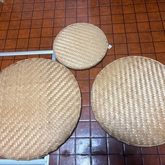 竹ざる　平ざる　竹製　丸型　大中小　まとめの画像