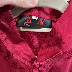 チャイナシャツ 赤　Mサイズの画像