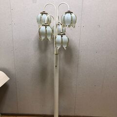 フロアスタンドライト 5灯 ガラスシェード 花柄 エッチング クラシック 昭和レトロ ヨーロピアン インテリア照明【糸島市内 送料無料】 251229-3の画像